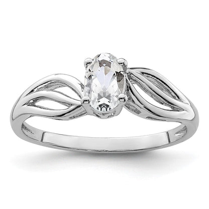 Sterlingsilber Rhodiniert Weiß Topas Ring