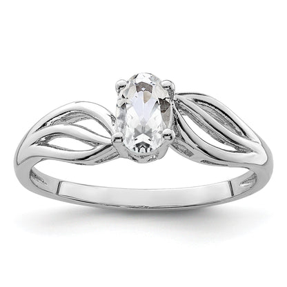 Sterlingsilber Rhodiniert Weiß Topas Ring