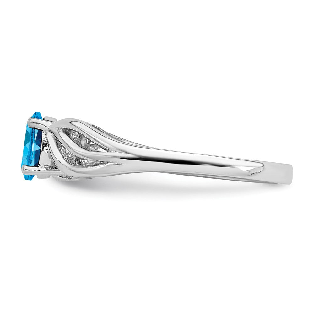 Sterlingsilber Rhodiniert Licht Schweizer Blautopas Ring