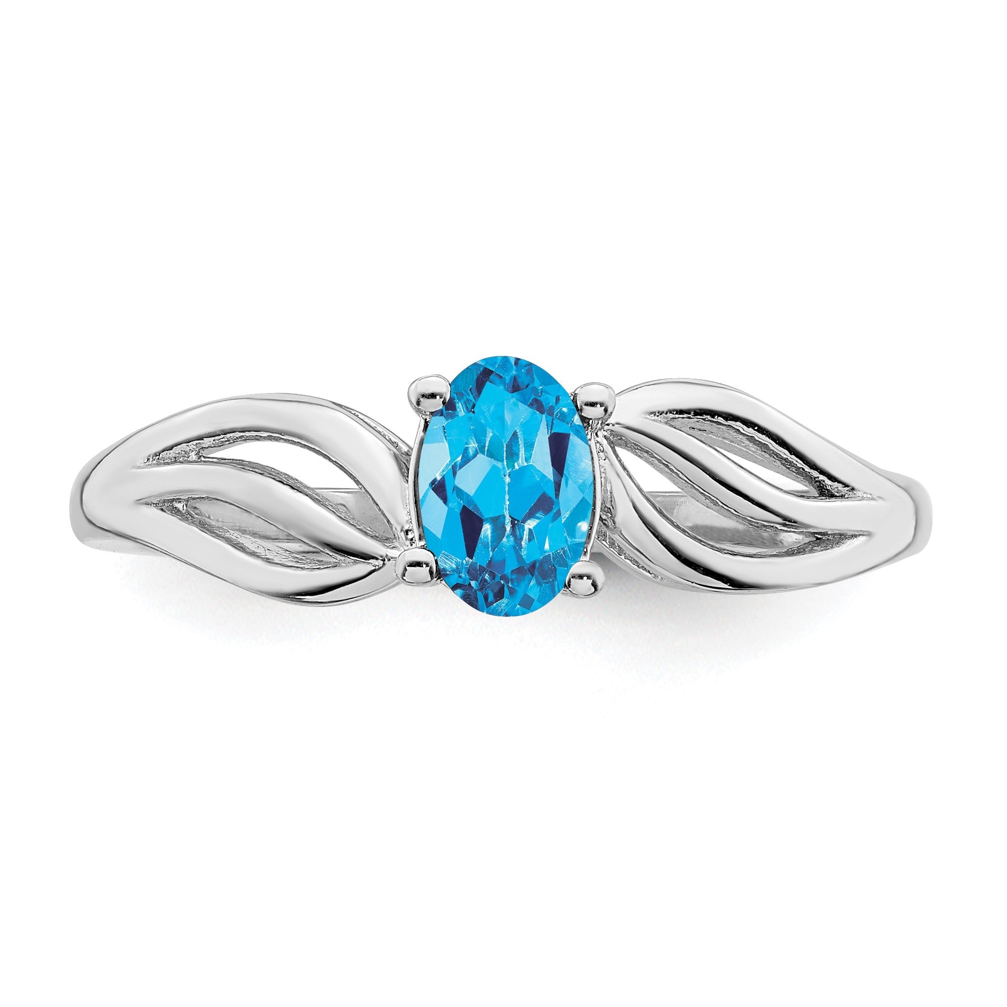 Sterlingsilber Rhodiniert Licht Schweizer Blautopas Ring