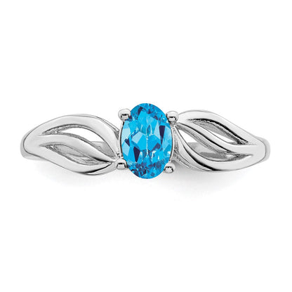 Sterlingsilber Rhodiniert Licht Schweizer Blautopas Ring