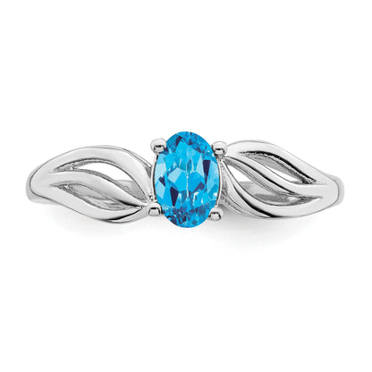 Sterlingsilber Rhodiniert Licht Schweizer Blautopas Ring