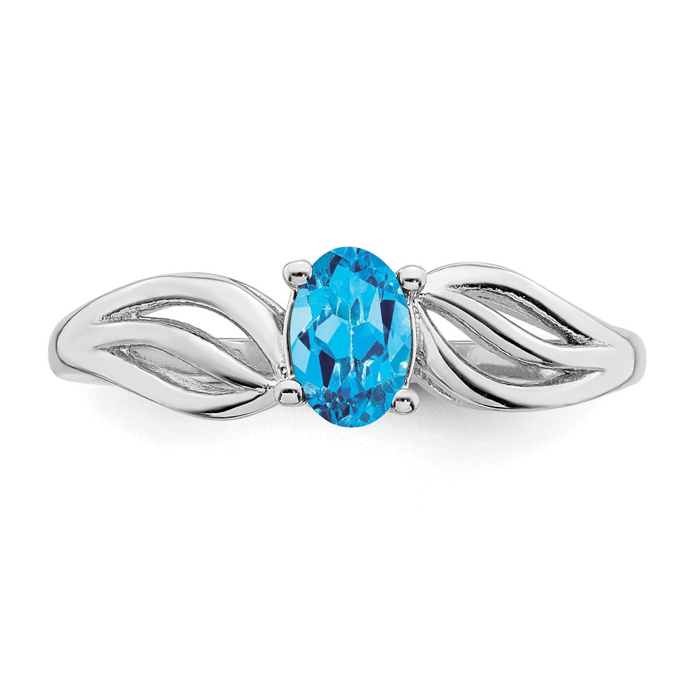 Sterlingsilber Rhodiniert Licht Schweizer Blautopas Ring