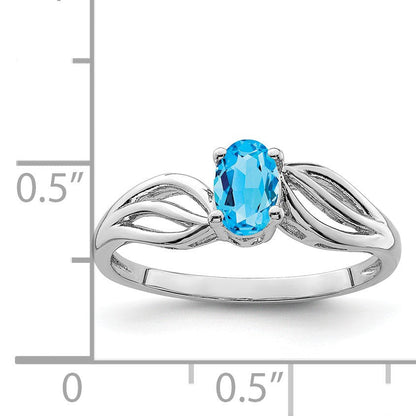 Sterlingsilber Rhodiniert Licht Schweizer Blautopas Ring