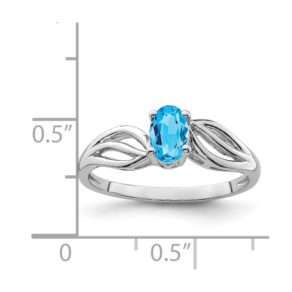 Sterlingsilber Rhodiniert Licht Schweizer Blautopas Ring