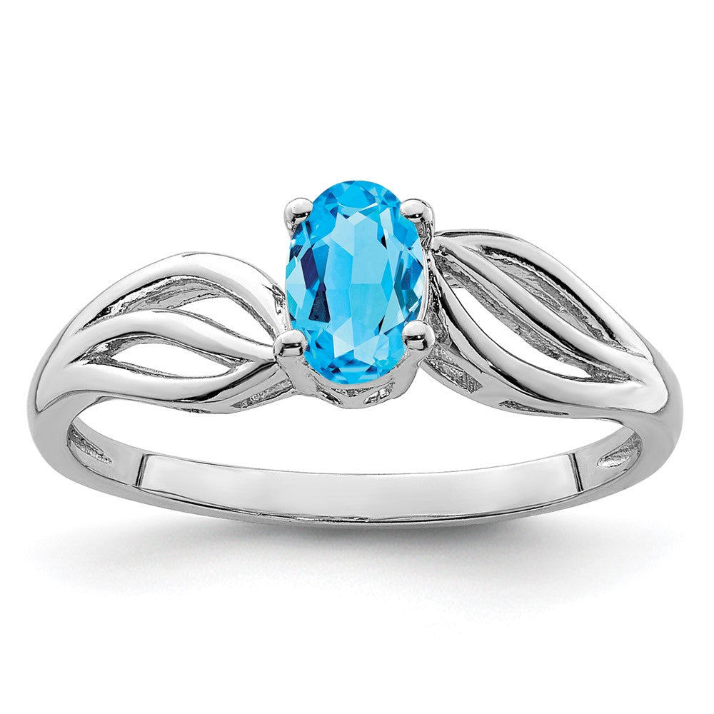 Sterlingsilber Rhodiniert Licht Schweizer Blautopas Ring