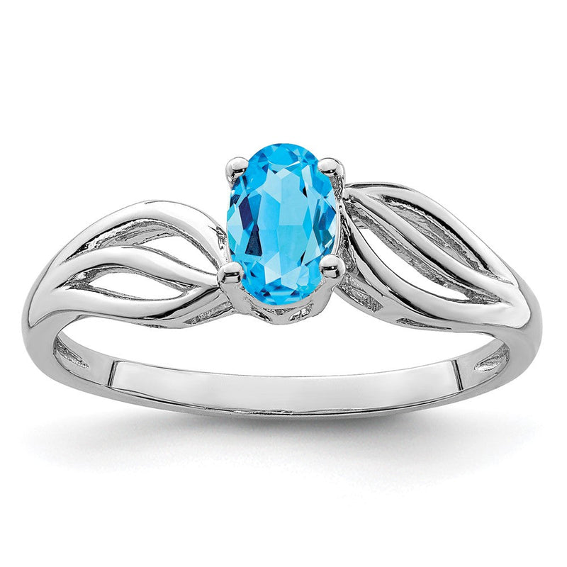 Sterlingsilber Rhodiniert Licht Schweizer Blautopas Ring