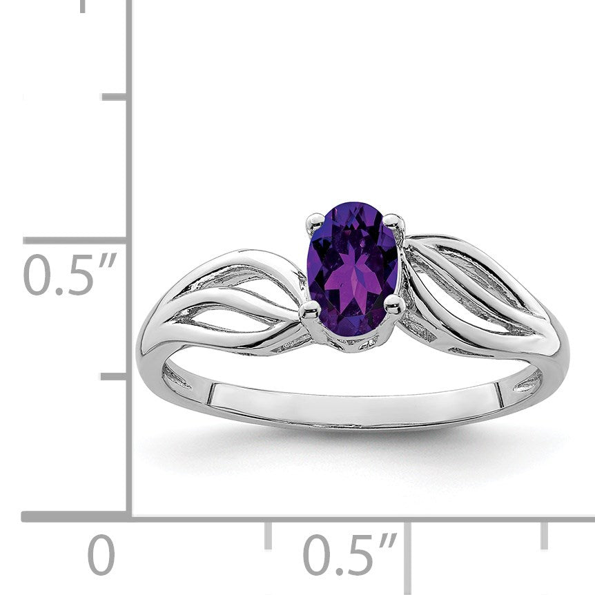 Sterlingsilber Rhodiniert Amethyst Ring