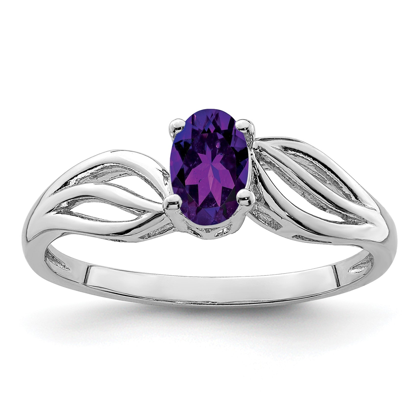 Sterlingsilber Rhodiniert Amethyst Ring