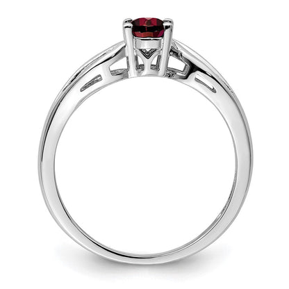 Sterlingsilber Rhodiniert Granat Ring
