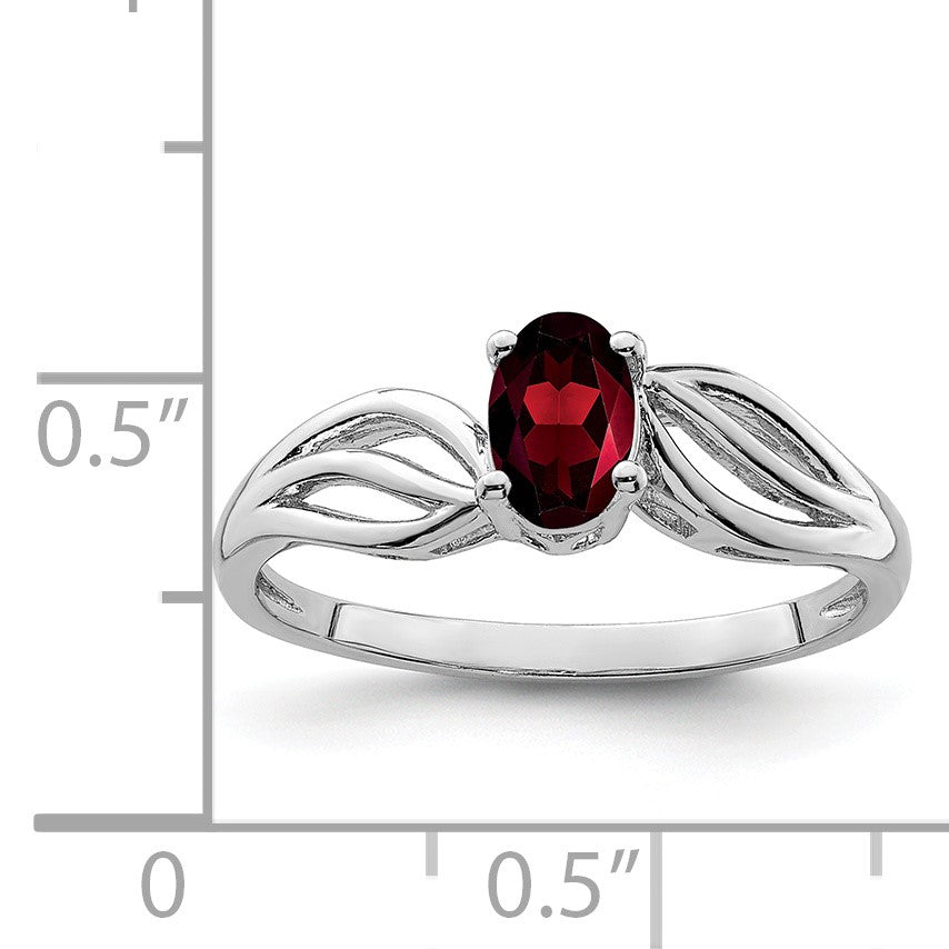 Sterlingsilber Rhodiniert Granat Ring