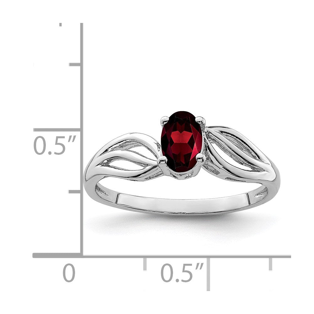 Sterlingsilber Rhodiniert Granat Ring