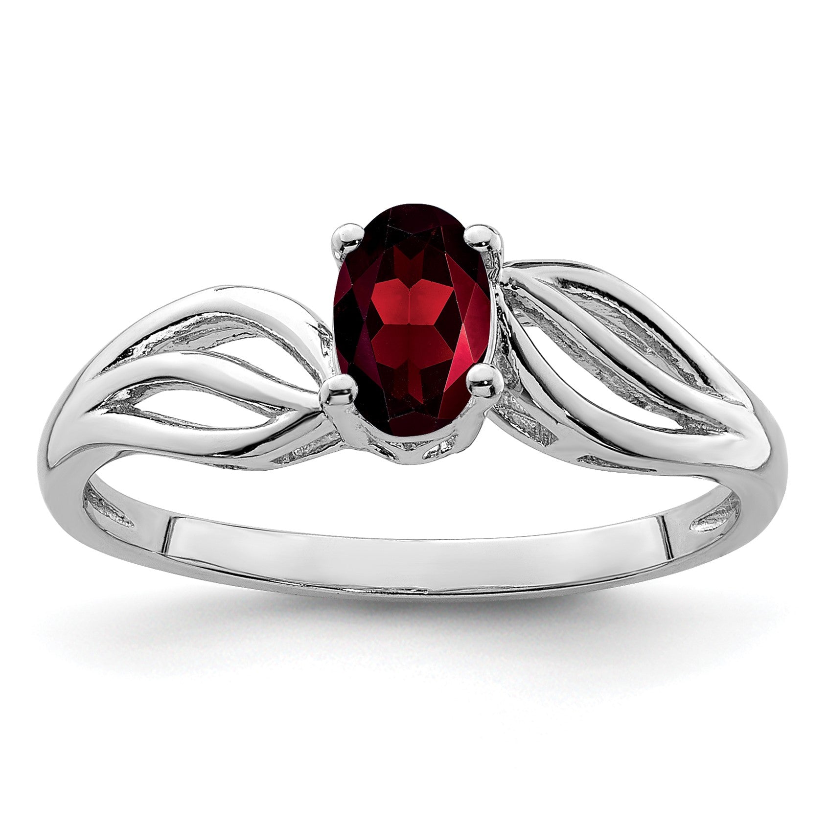 Sterlingsilber Rhodiniert Granat Ring
