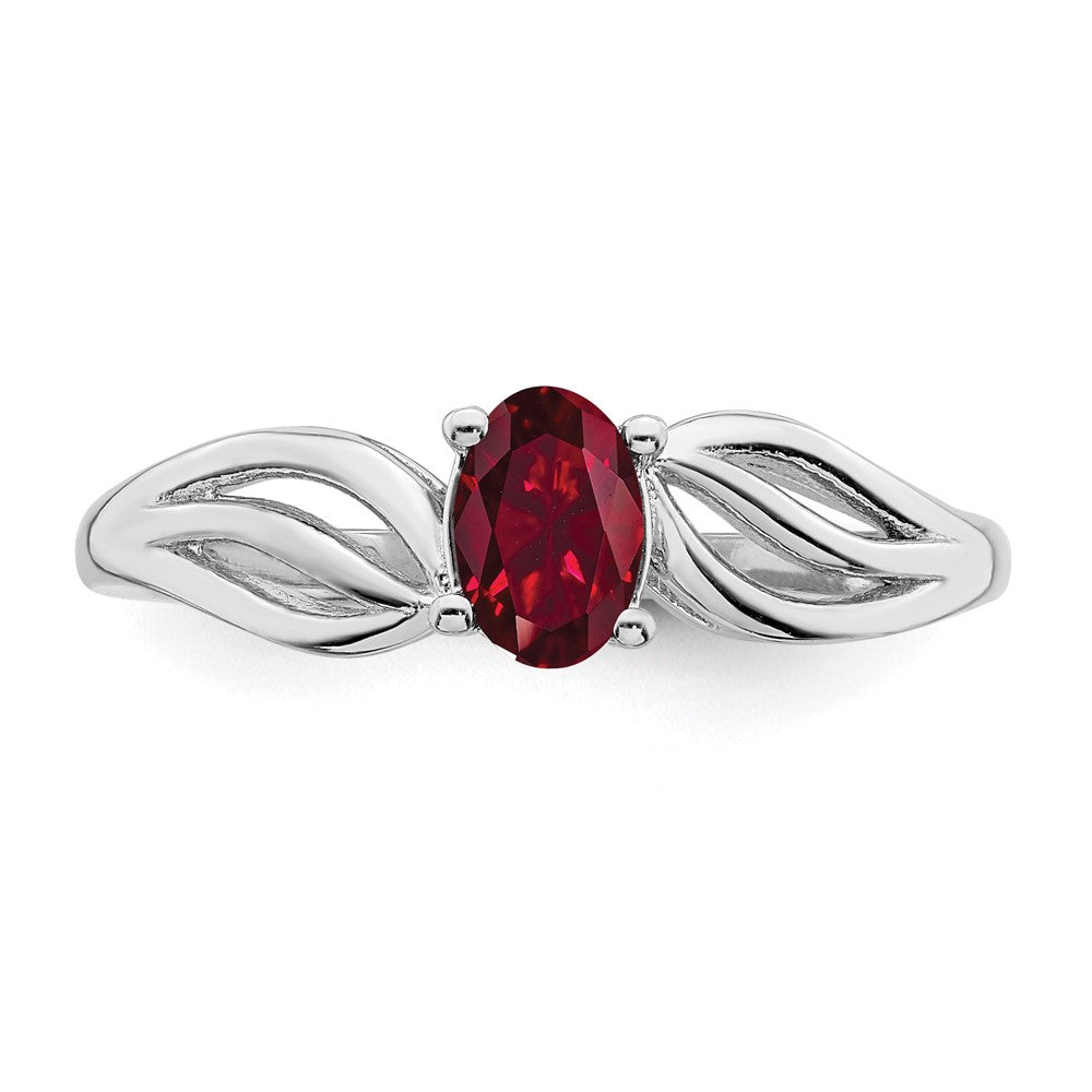 Sterlingsilber Rhodiniert Erzeugt Rubin Ring