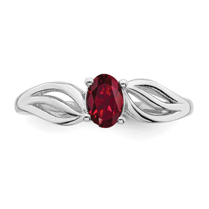 Sterlingsilber Rhodiniert Erzeugt Rubin Ring