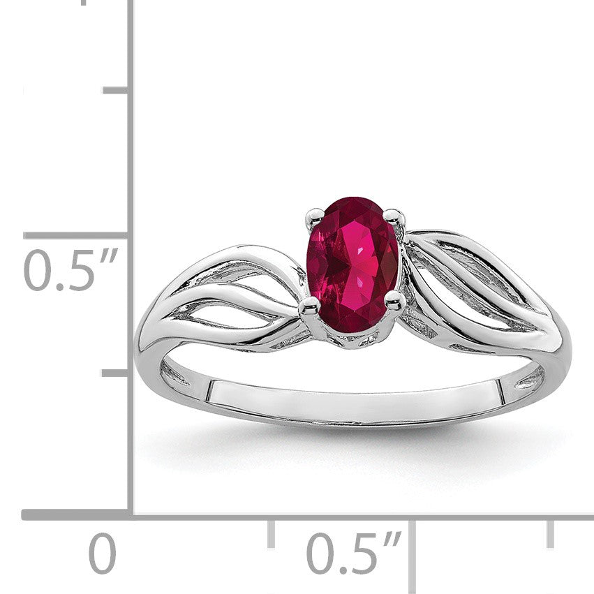 Sterlingsilber Rhodiniert Erzeugt Rubin Ring