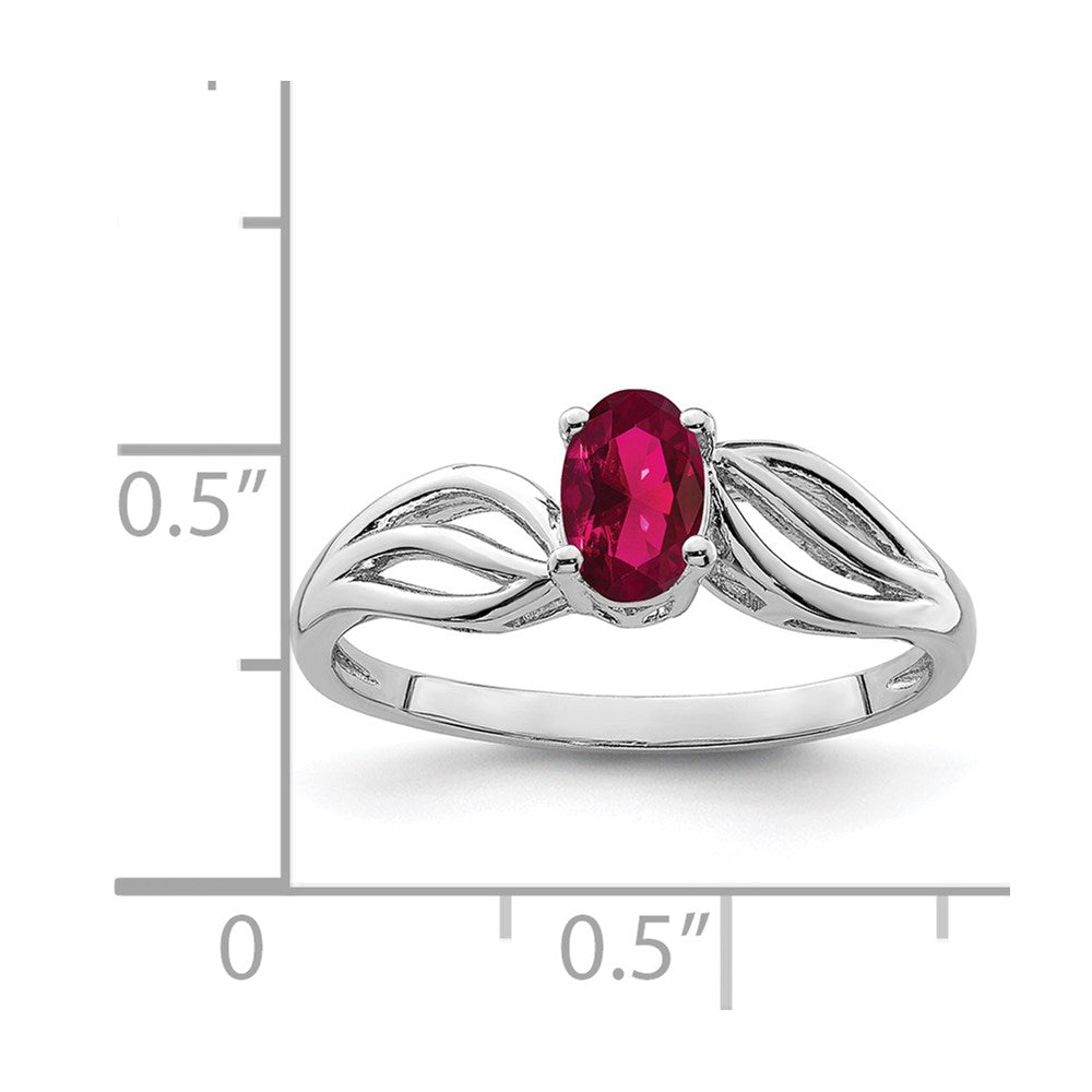Sterlingsilber Rhodiniert Erzeugt Rubin Ring