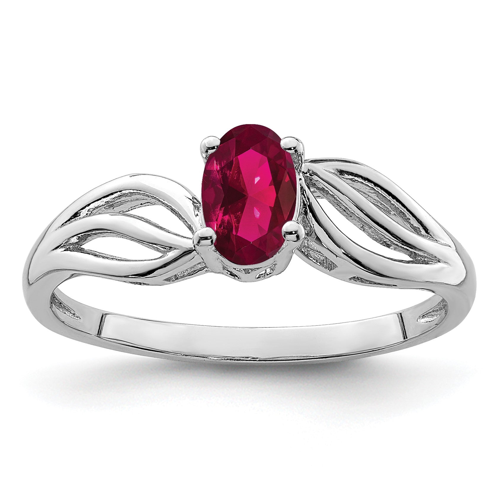 Sterlingsilber Rhodiniert Erzeugt Rubin Ring