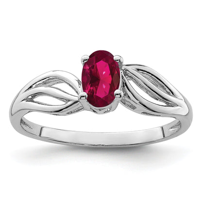 Sterlingsilber Rhodiniert Erzeugt Rubin Ring