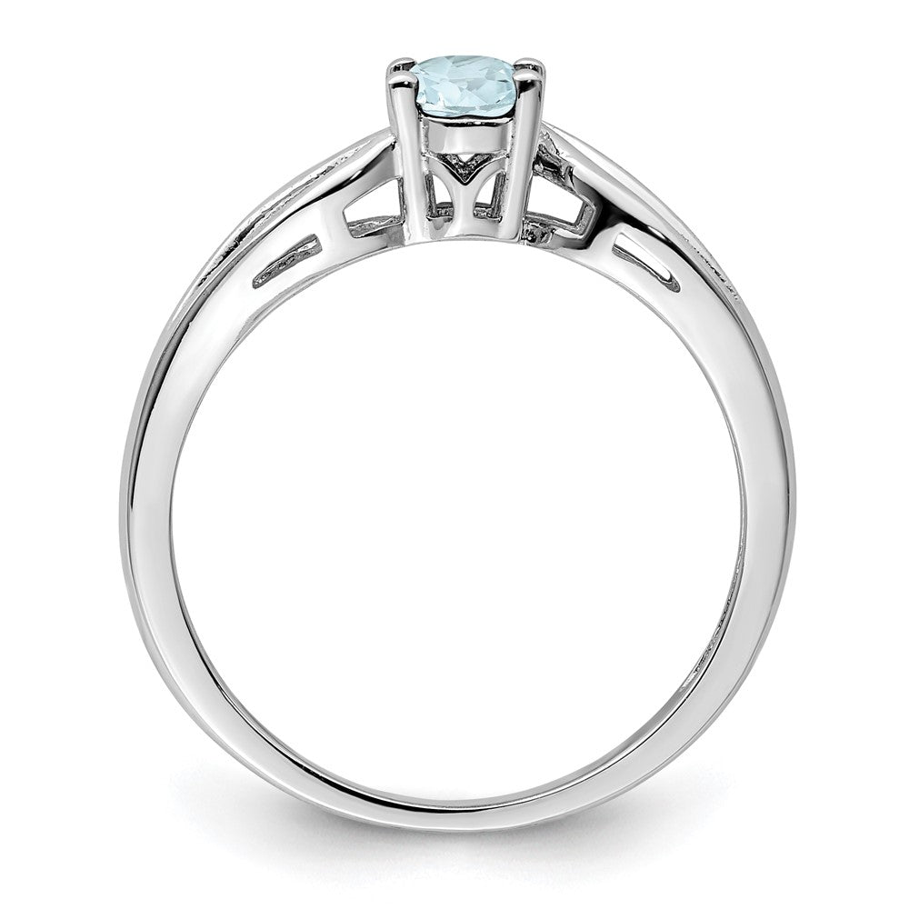 Sterlingsilber Rhodiniert Aquamarin Ring