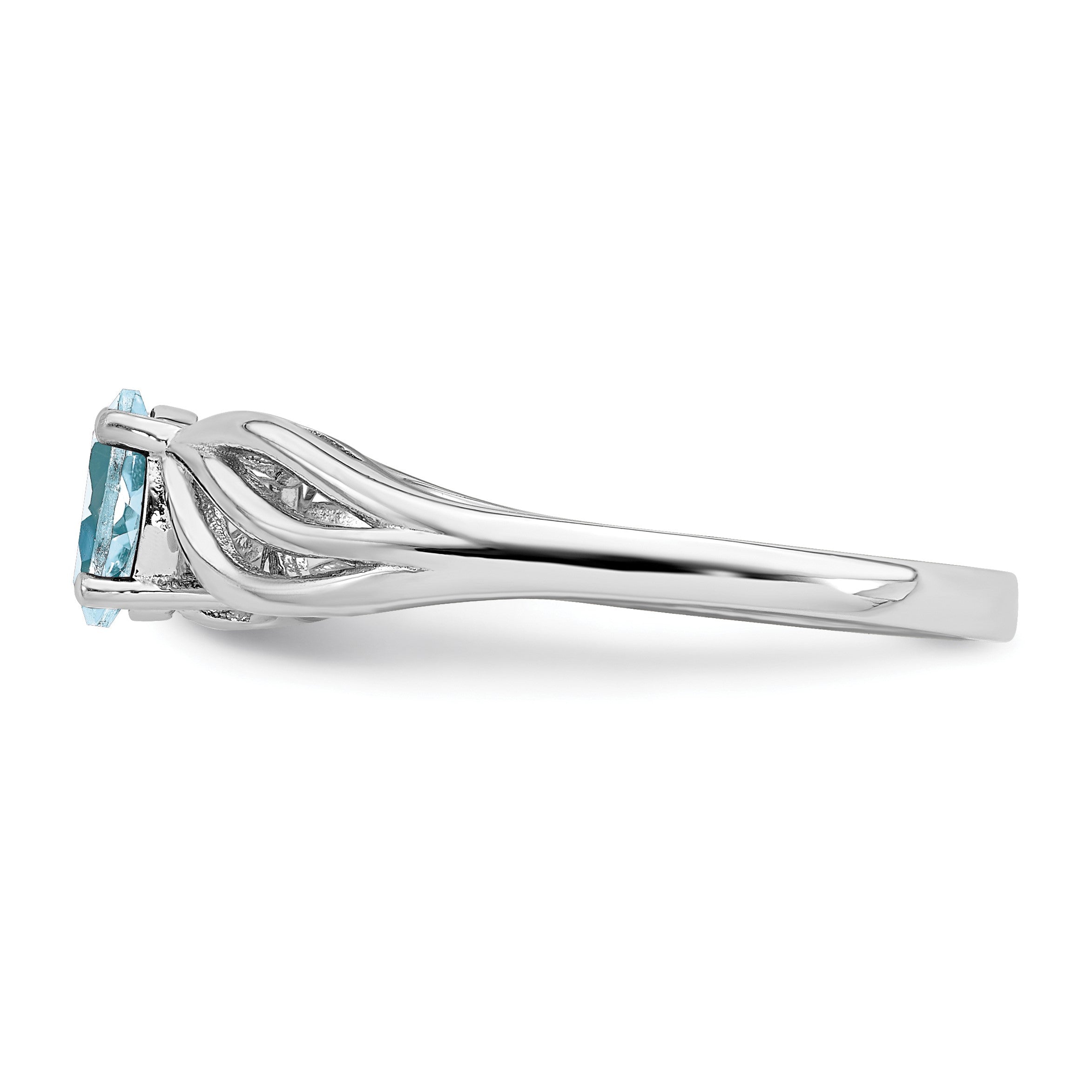 Sterlingsilber Rhodiniert Aquamarin Ring