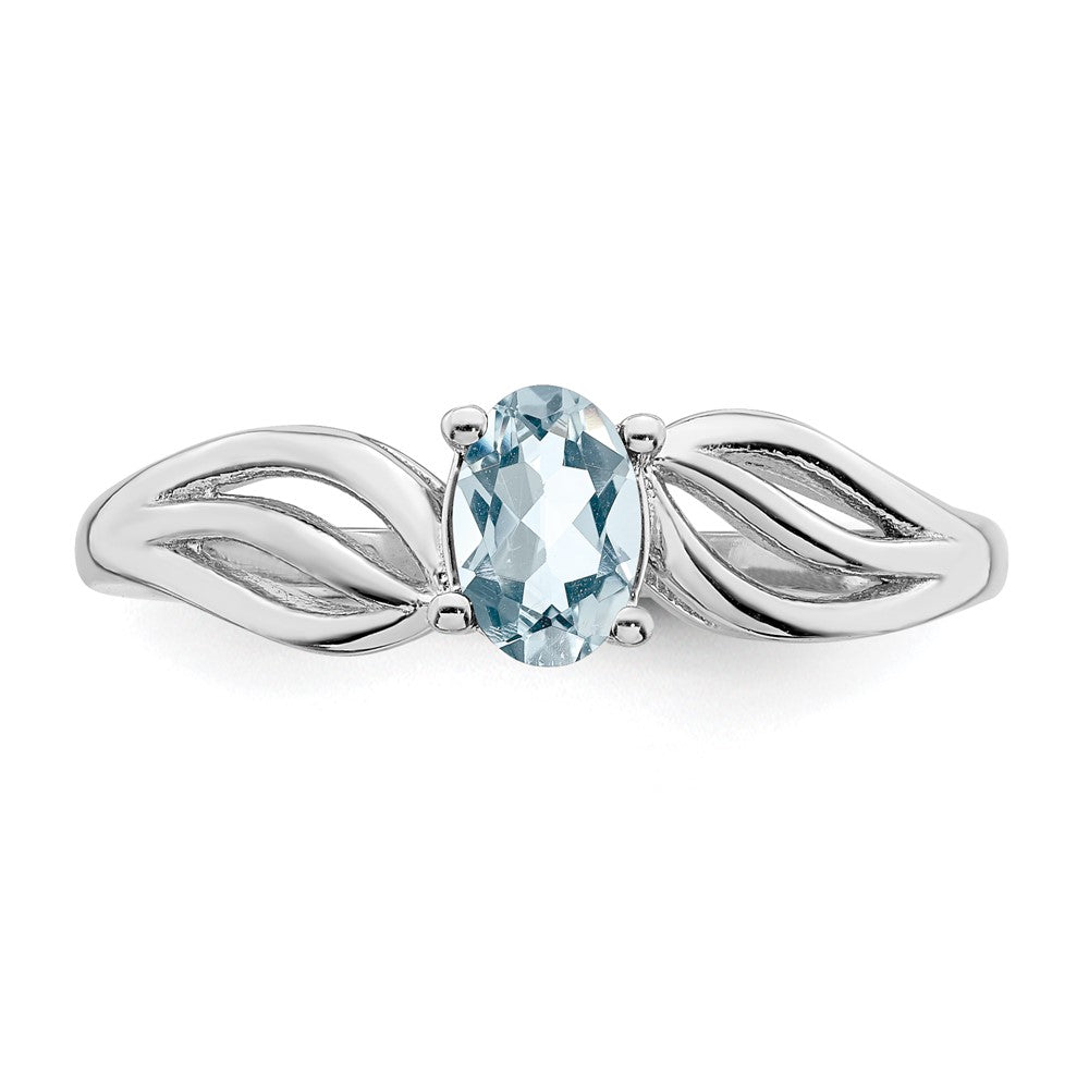 Sterlingsilber Rhodiniert Aquamarin Ring