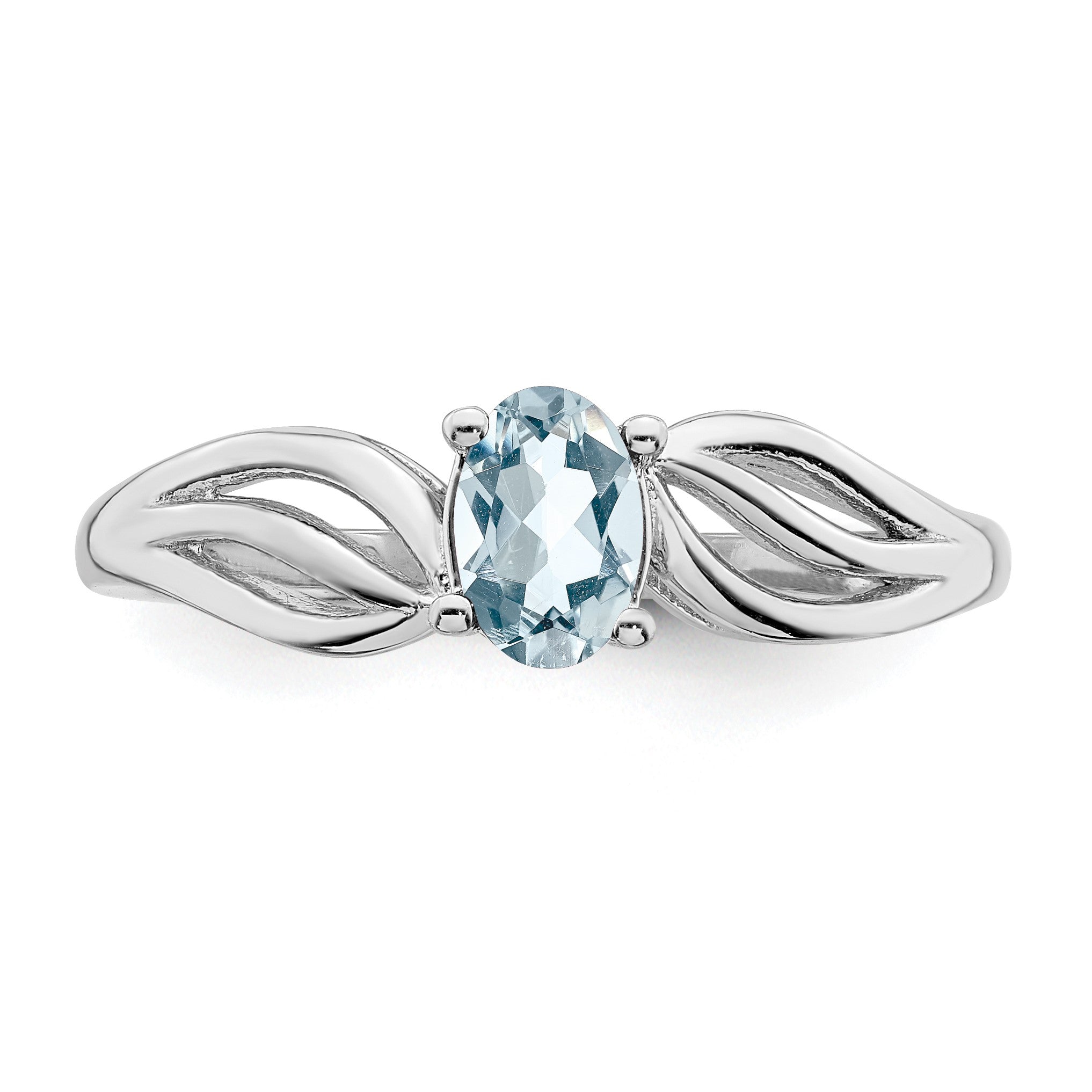 Sterlingsilber Rhodiniert Aquamarin Ring