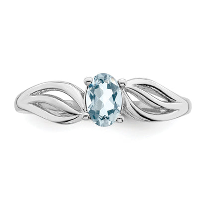 Sterlingsilber Rhodiniert Aquamarin Ring