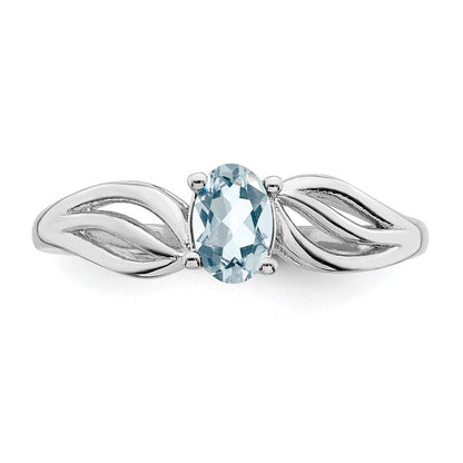 Sterlingsilber Rhodiniert Aquamarin Ring