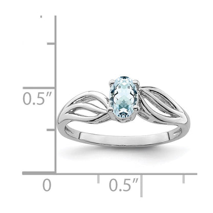 Sterlingsilber Rhodiniert Aquamarin Ring