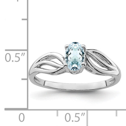 Sterlingsilber Rhodiniert Aquamarin Ring
