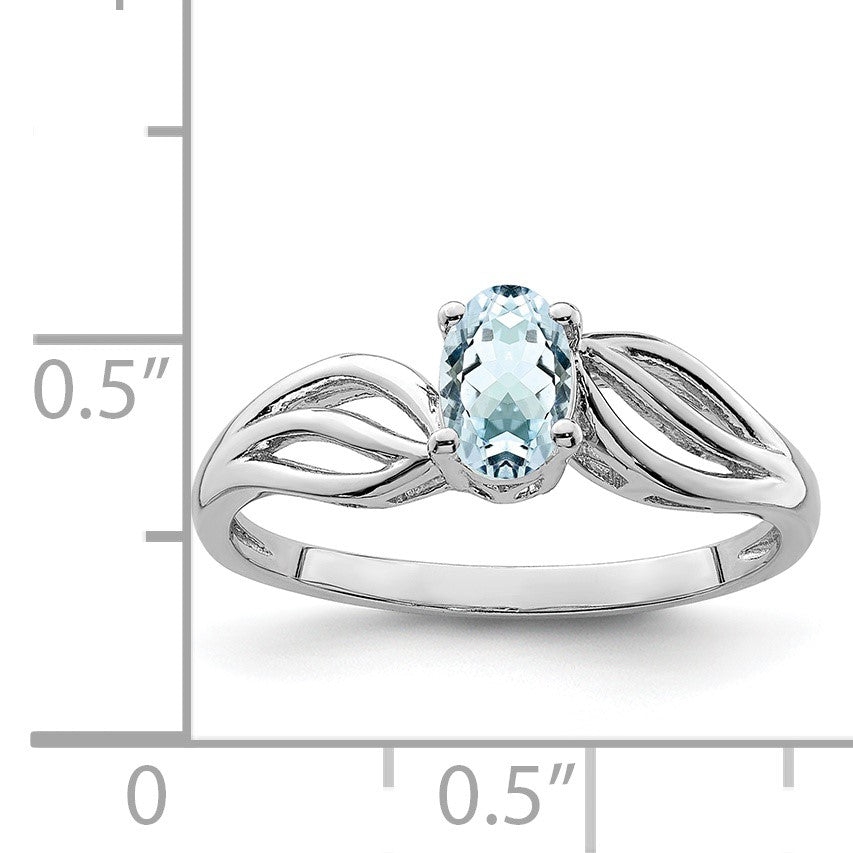 Sterlingsilber Rhodiniert Aquamarin Ring