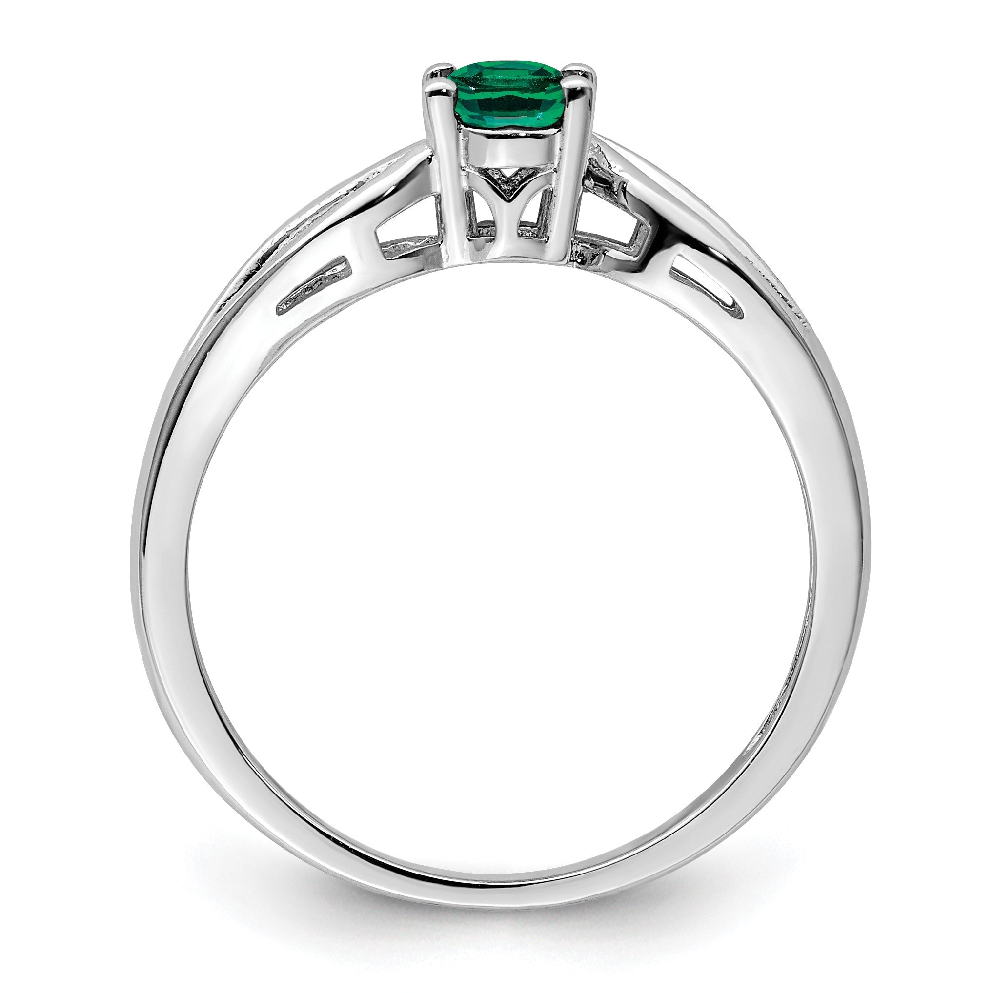 Sterlingsilber Rhodiniert Erzeugt Smaragd Ring