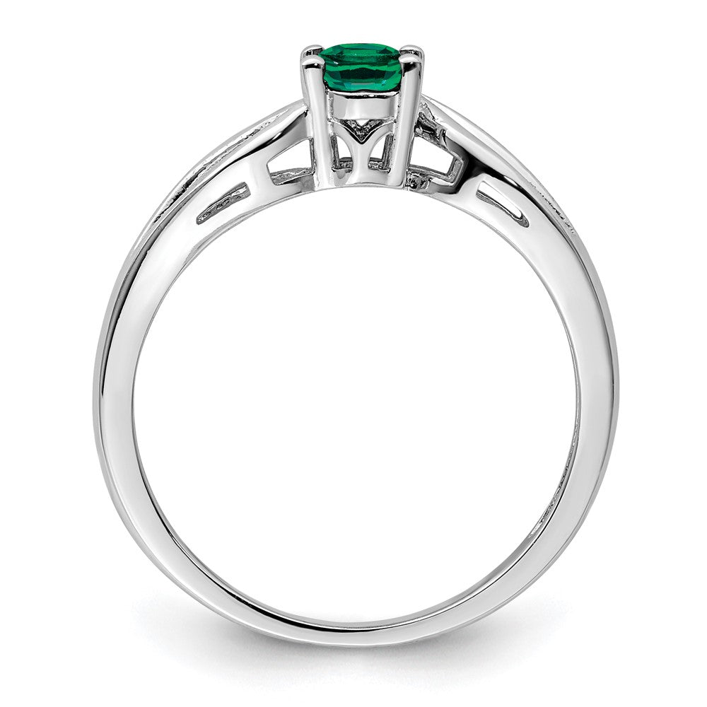 Sterlingsilber Rhodiniert Erzeugt Smaragd Ring