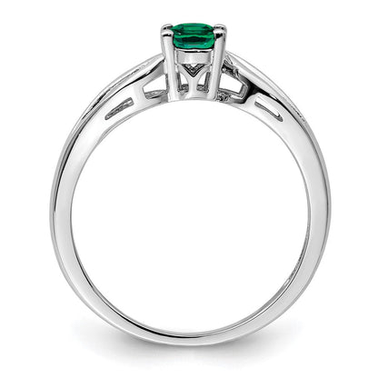Sterlingsilber Rhodiniert Erzeugt Smaragd Ring