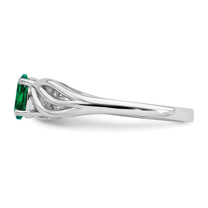 Sterlingsilber Rhodiniert Erzeugt Smaragd Ring