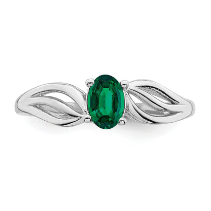 Sterlingsilber Rhodiniert Erzeugt Smaragd Ring