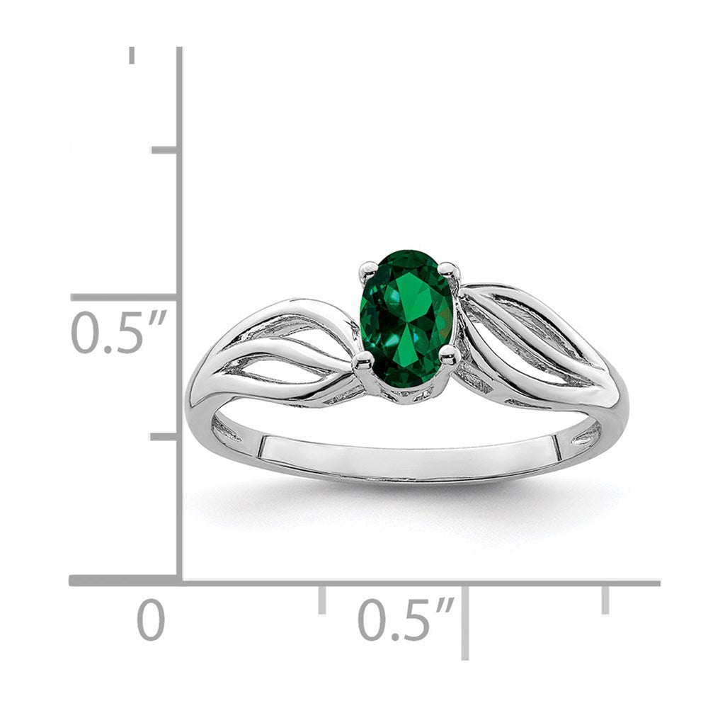 Sterlingsilber Rhodiniert Erzeugt Smaragd Ring