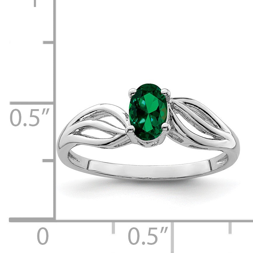 Sterlingsilber Rhodiniert Erzeugt Smaragd Ring