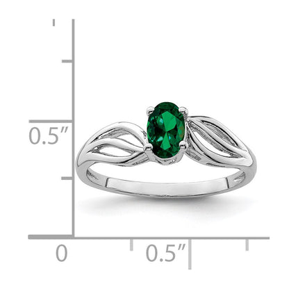 Sterlingsilber Rhodiniert Erzeugt Smaragd Ring