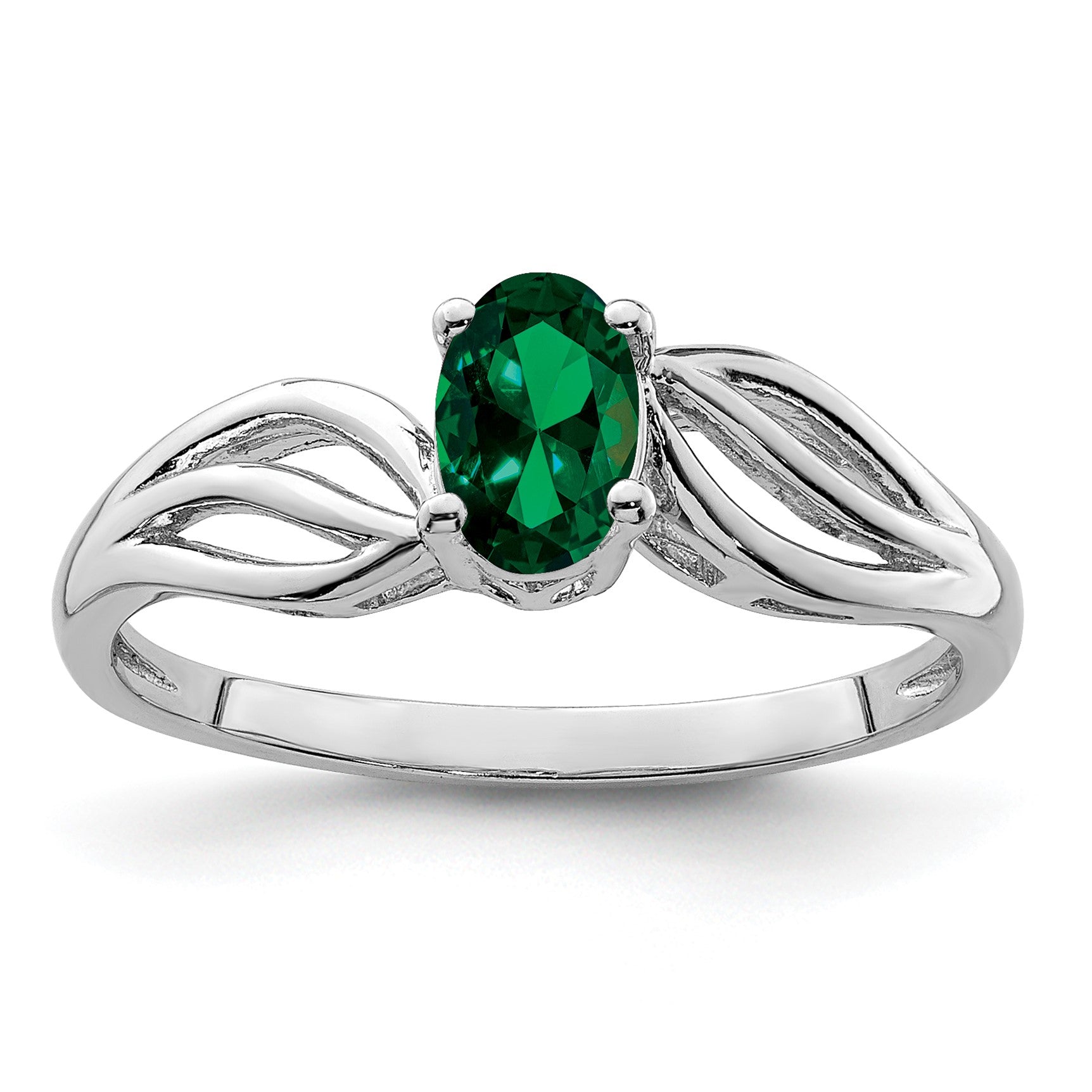 Sterlingsilber Rhodiniert Erzeugt Smaragd Ring