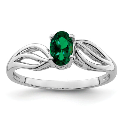 Sterlingsilber Rhodiniert Erzeugt Smaragd Ring