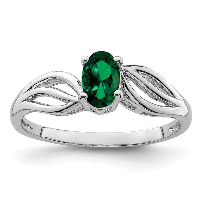 Sterlingsilber Rhodiniert Erzeugt Smaragd Ring