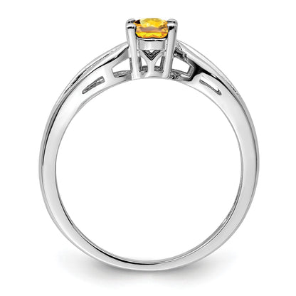 Sterlingsilber Rhodiniert Citrin Ring