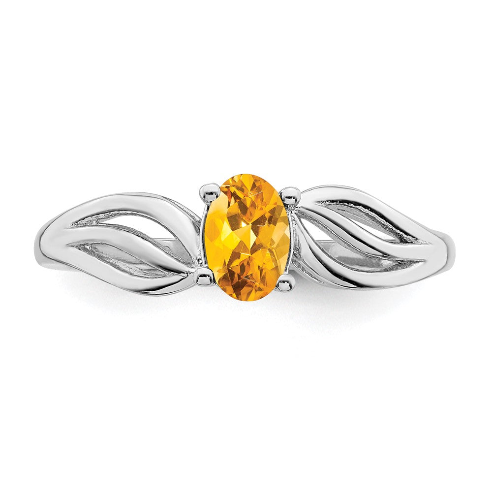 Sterlingsilber Rhodiniert Citrin Ring