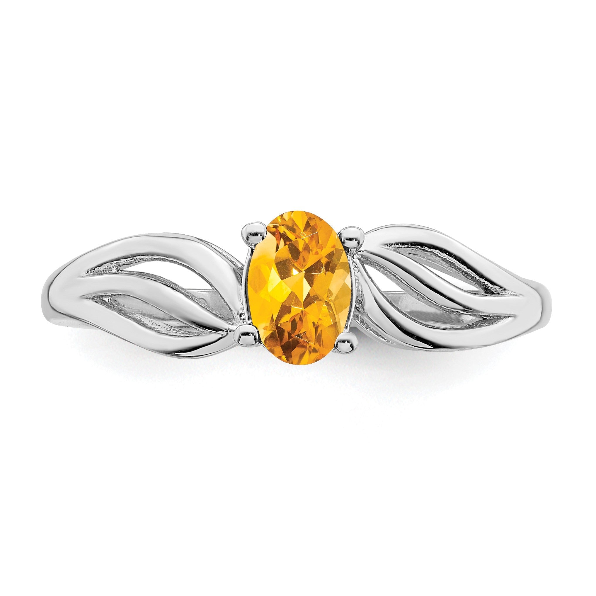 Sterlingsilber Rhodiniert Citrin Ring