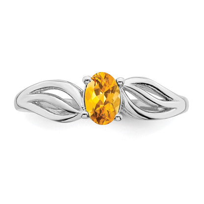 Sterlingsilber Rhodiniert Citrin Ring