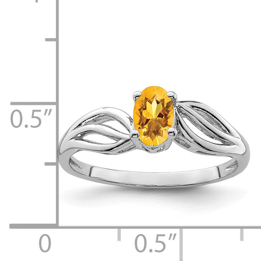 Sterlingsilber Rhodiniert Citrin Ring