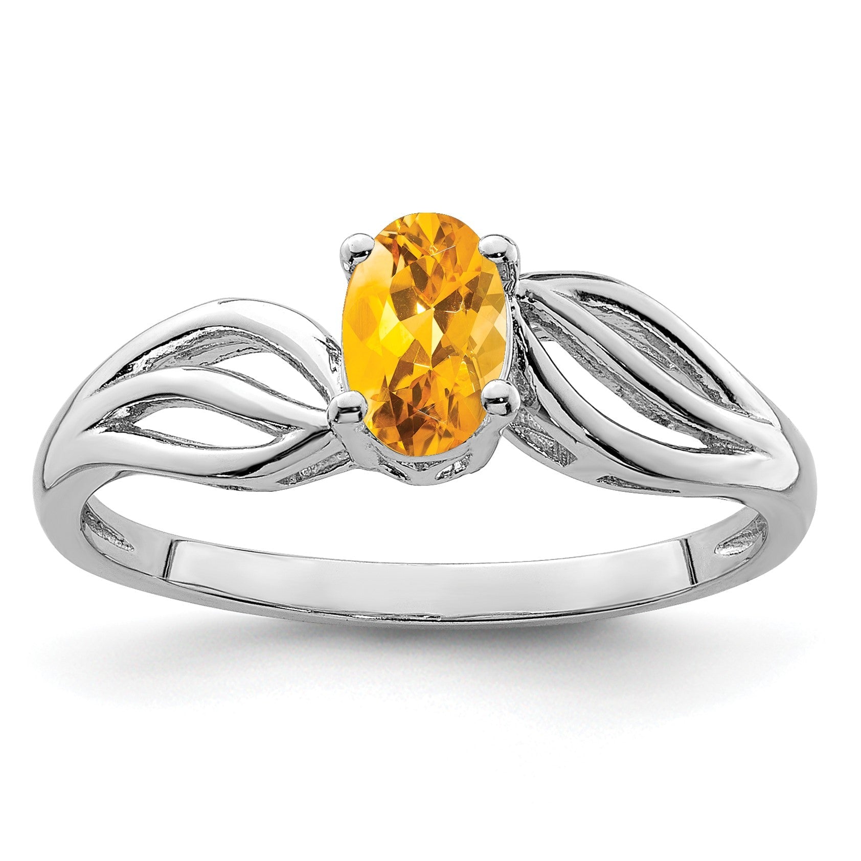 Sterlingsilber Rhodiniert Citrin Ring