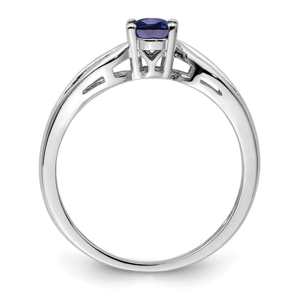 Sterlingsilber Rhodiniert Erzeugt Saphir Ring